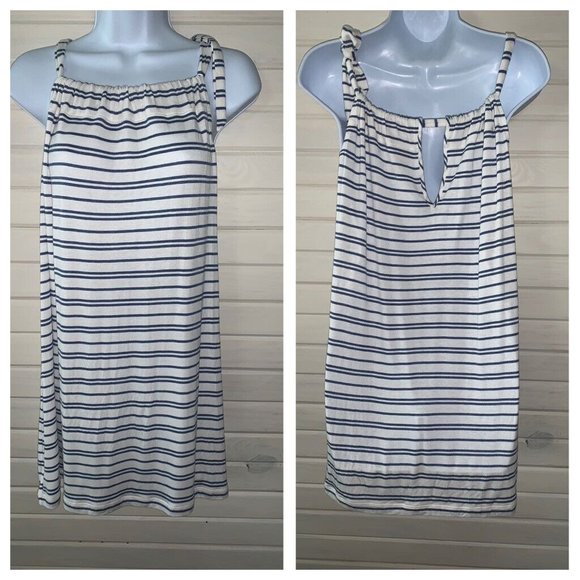 CAbi Tops - CABI Sz MEDIUM Ocean Blue Stripe BOW HALTER Tank Top Sleeveless #5334 EUC